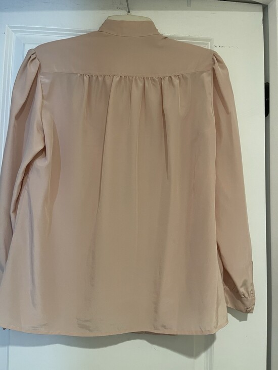 vintage Lloyed Williams 80s embroidered bib poet blouse Sz M Peach - Picture 4 of 5